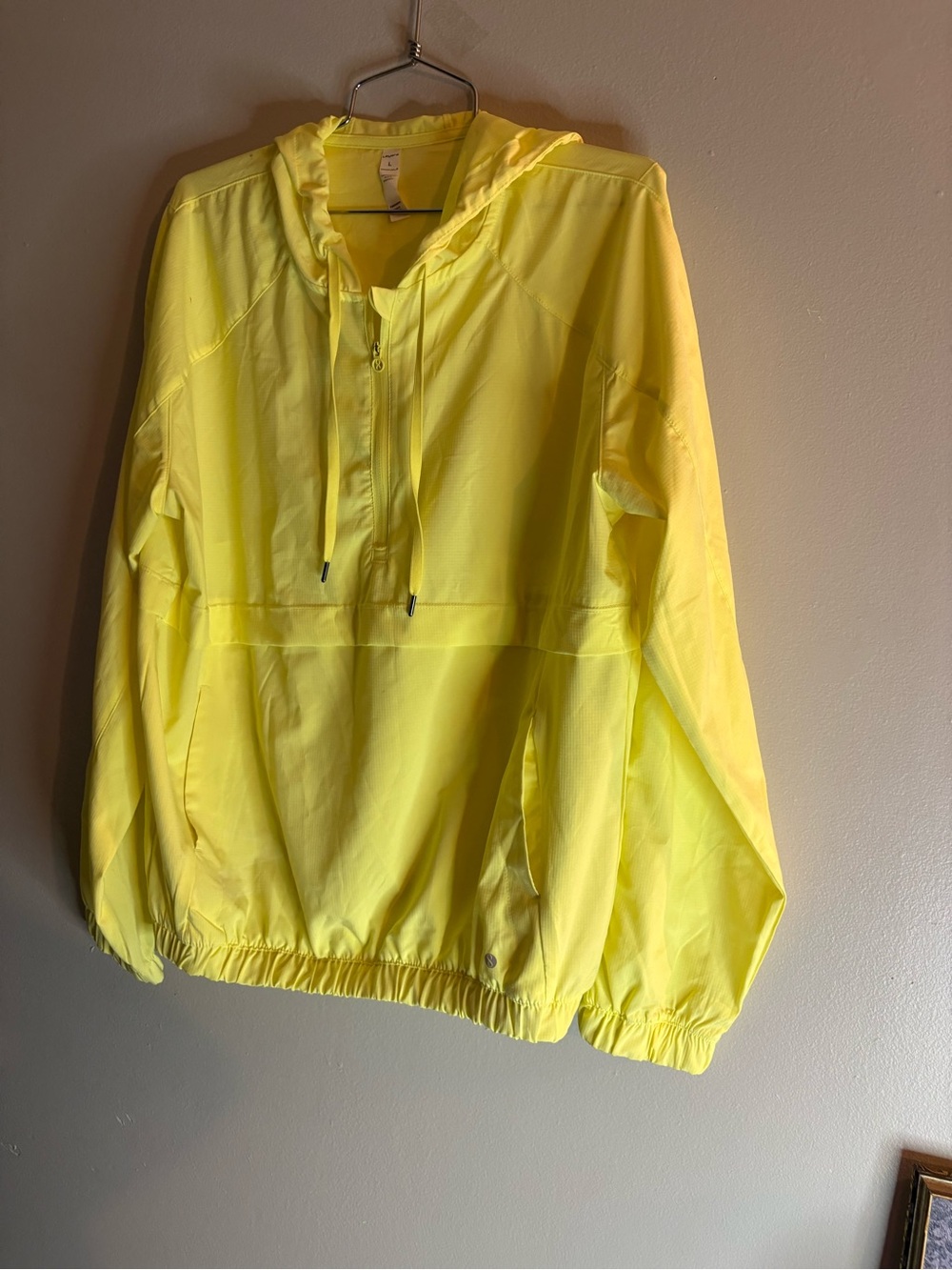 Layer 8 Neon Yellow Hooded Anorak Rain Pullover